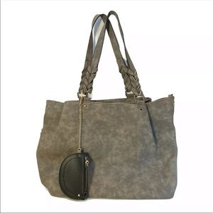 VR NYC Large Zip Closure Tote Handbag w/ Half Moon Pouch